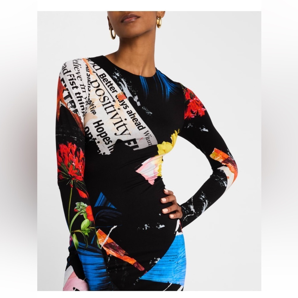 Alice + Olivia Multicolor Graphic Long Sleeve Dress - Picture 4 of 6